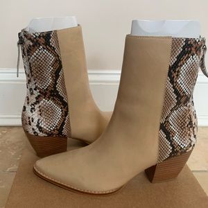 Unique  color block tan white and snake Matissefootwear booties